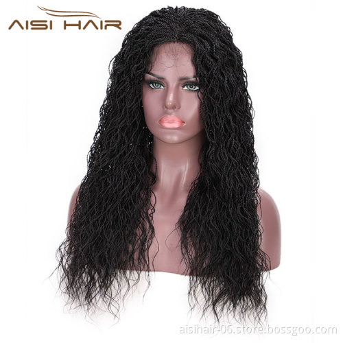 Aisi Hair Lace Front Senegalese Twist Braided Long Wavy Wigs Synthetic Middle Part Lace Front Long Braided Wigs